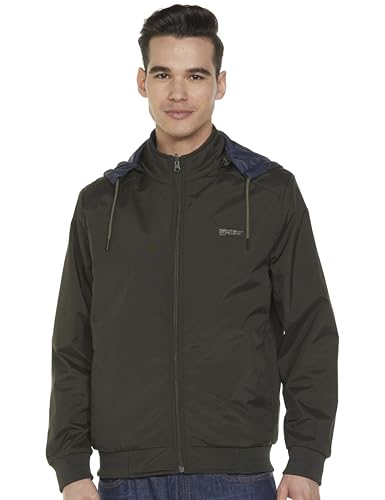 Image of Qube By Fort Collins Men's Polyester Standard Length Regular Fit Reversible Winter Jacket with Ribbed Cuffs & Hood - Warm, Stylish & Versatile
