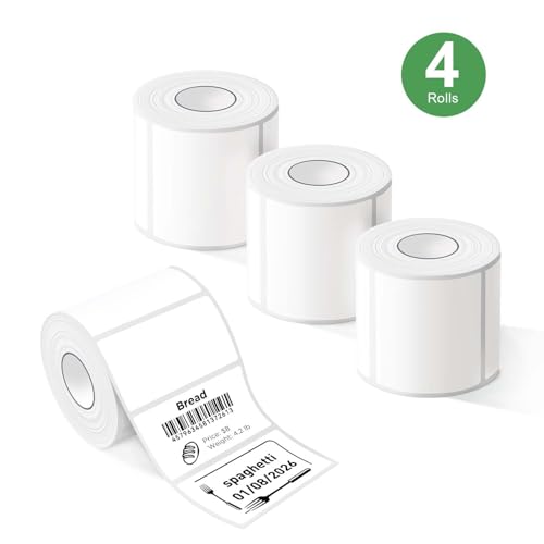Thermal Label Tape Refill for SUPVAN T50M Pro Phomemo M110 ETIKEZ PM260 4 Rolls 1-1/2 x 1-1/8 (40 30 mm) 250 Labels/Roll Waterproof Oilproof Highly Adhesive Black on White