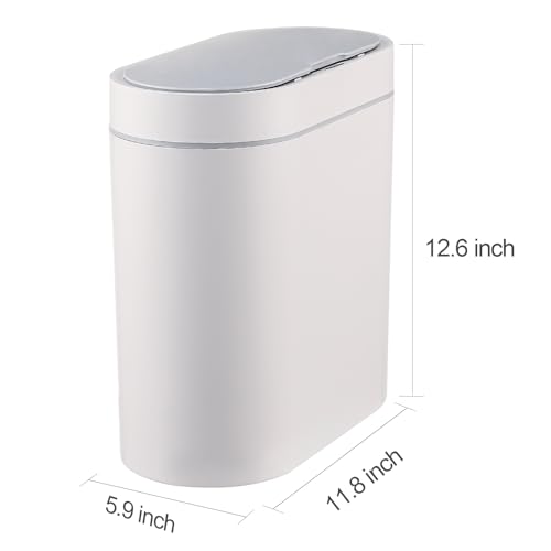 ELPHECO Bathroom Motion Sensor Trash can 2.5 Gallon Automatic Garbage Can, 9.5L Slim Plastic Smart Trash Bin with Lid Bathroom Decor, Sensor Garbage can for Bedroom, Kitchen, Office, White by ELPHECO - Image 6