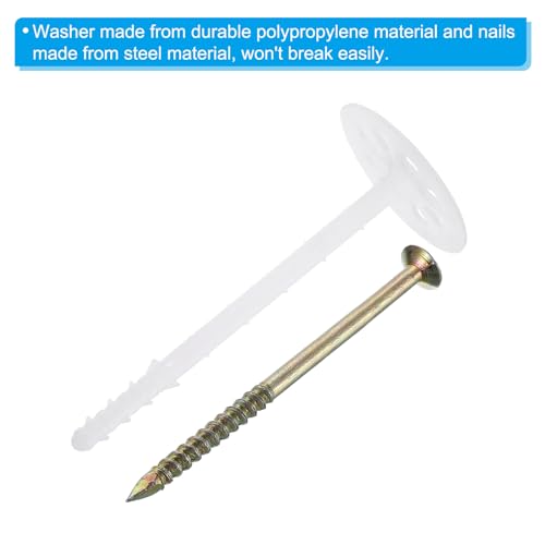 Image of PATIKIL 142mm Perforated Insulation Pins, 30 Pack Insulating Nails Wall Plug Plastic Expansion Bolt for Fixing Foam Boards to Masonry Wall or Ceiling