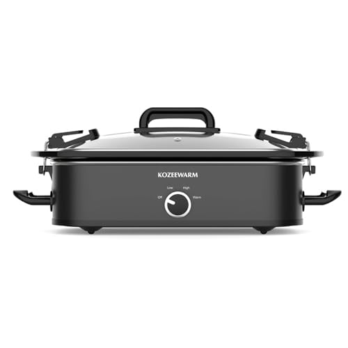 Slow Cooker 304 Stainless Steel Electric Slow Cooker with Locking Lid Non-Toxic&Dishwasher Safe Low/High/Warm Modes Square Design for Couples and Families(Black 3.5 Qt)