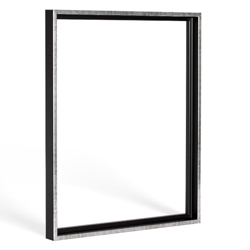 Bildershop-24 Schattenfugenrahmen mit Schattenfuge Lemgo Rahmen für Keilrahmenbilder und Leinwände 50 X 70cm Schwarz Silberglanz Antik