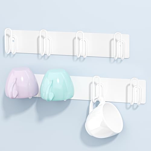 XILIMOR Soporte para tazas de pared, porta para taza de café, estante de metal para la cocina, moderno soporte para vaso de café y té, soporte para tazas colgantes para la cocina, comedor (‎Blanco)