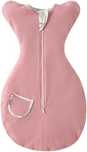 ZIGJOY Baby Swaddle Transition Sleep Bag with Arms Up Cotton Baby Wearable Blanket with 2-Way Zipper Lightweight Sleep Sack for Newborn Infant 0-3 Months Pink