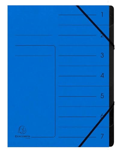 Exacompta - Ref. 540702E – Karton mit 10 Ordnern mit Klammerrücken – mit Gummibändern – bedruckter Deckel aus Glanzkarton und schwarzer Innenseite aus recycelter Karte – 7 Fächer – 24,5 x 32 cm – A4