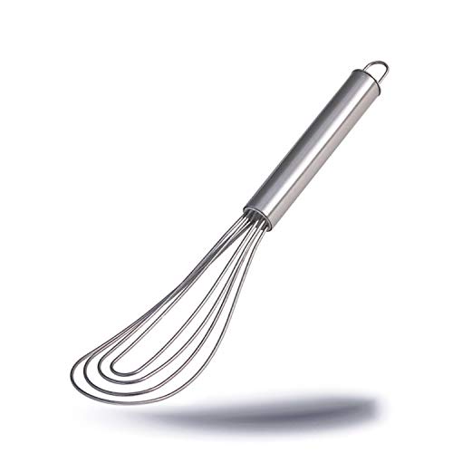 Kerafactum Fouet à Main Plat en Acier Inoxydable - Batteur en Mousse - Whisk 26 cm