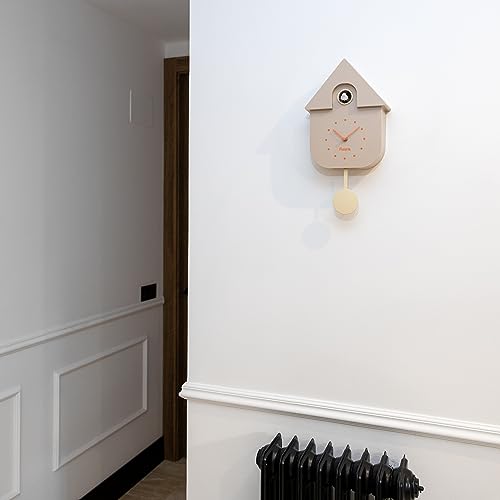 Coucou beige avec cadran orange pendule murale originale design - 7