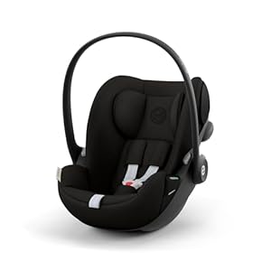 CYBEX Gold Babyschale Cloud G i-Size Comfort, Inkl. Neugeboreneneinlage, Ab Geburt bis ca. 24 Monate, Für Kinder ab 40 cm bis 87 cm, Max. 13 kg, Magic Black
