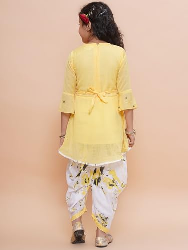 Image of Blushup Girls Floral Printed Rayon Ethnic Wear Kurti and Dhoti Set
