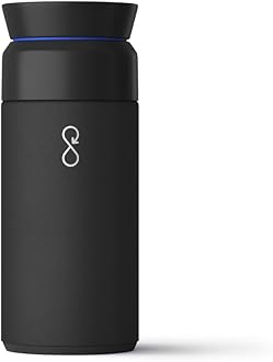 Brew Flask 350ml | Insulated Travel Flask for Hot & Cold Drinks | Recycled Stainless Steel | Sustainable, Eco Friendly Gift (Obsidian Black)