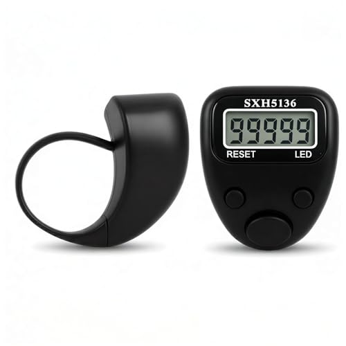 Image of Digital Hand Tally Counter with Finger Ring,5-Digit LED Display,Reset Button (Model No.506) (Black)