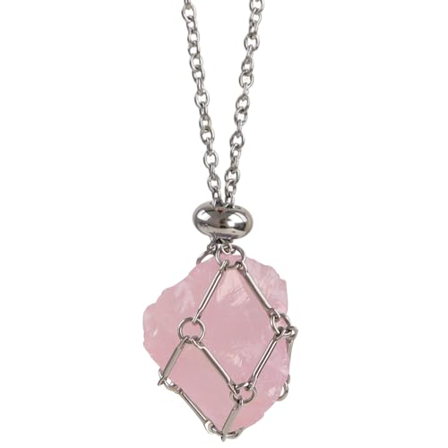 FANASY Crystal Holder Necklace - Stainless Steel Cage for Stones, Crystal Pendant Necklace With...