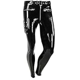 Herren-Cosplay-Hose, Latex, enganliegend, Gummi, anpassbare Größe für Charakter-Events und kantige Ausflüge, Schwarz , XL