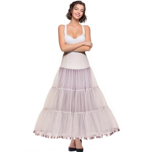 Image of Women's Floor Length Wedding Petticoat Long Underskirt for Formal Dress S-3XL