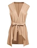 Grabsa Long Vest for Women Sleeveless Cardigan Vest Open Front Duster Cardigans Asymmetrical Jacket
