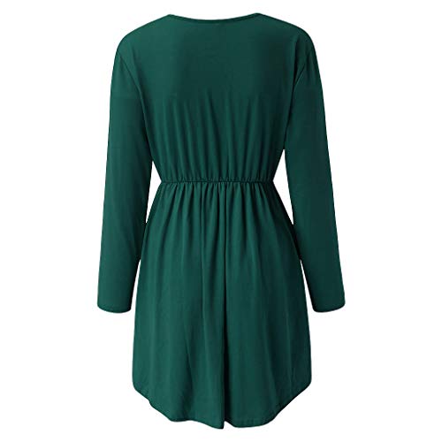 Bravetoshop Women's Autumn Casual T Shirt Dresses Long Sleeve Swing Dress Pockets(Green-A,M)