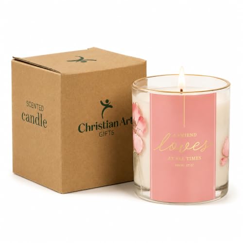 Image of Christian Art Gifts A Friend Loves Scented Candle: Soy Wax, Bible Verse