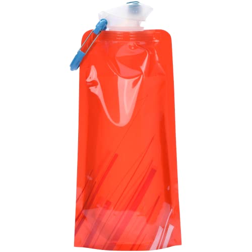 Hydrate Bottles 16 Oz Expandable Water Bottles - Reusable 0.5 Liters Plastic Jug With Carabiner Clip - Foldable Small Drinks Container - Collapsible Jug Ideal For Outdoor Travel, Sports, Hiking - Red #TOP7