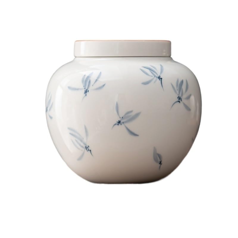 LYGSWDB Zuckerdose, handbemalte Orchideen-Teedose, Keramikglas, versiegeltes Glas, tragbare Teebox, Aufbewahrungsbehälter, Aufbewahrungsbox, Teebehälter, Teedose, Bonbongläser, Teedose (Farbe: 12 x