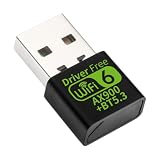 Adaptador combo USB WiFi 6 AX900 Bluetooth 5.3 – Chip RTL8851BU, banda dupla de 2,4 GHz/5 GHz até 900 Mbps, antena embutida, Plug & Play, placa de rede sem fio USB 2.0 para PC/laptop