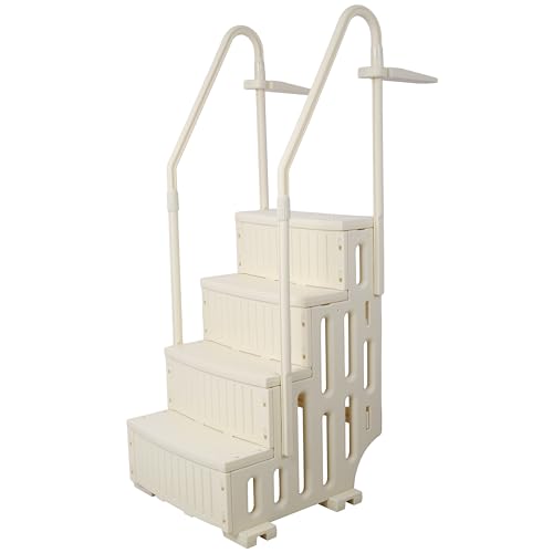 47 Drop in Heavy Duty 400lb Pool Ladder Above Ground Wedding Cake Extra Wide Combo Stair with Curve Base Non-Slip Handrails Pool Deck Accessfor Above Ground Inground Pools Gray