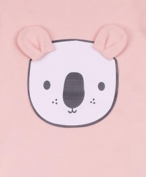 Image of 100% Cotton Animal face Print with 3D ears Rompers Sleepsuits Jumpsuit Night Suits for Infants Newborn Baby Boys & Girls