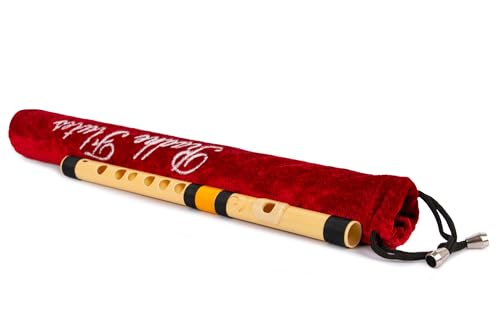 Image of Radhe Flutes | C Natural Right Handed Higher Bansuri | Black & Orange| Tuned With Tanpura A=440Hz | PVC Flute + Velvet Cover + Hindi & English Flute Lessons