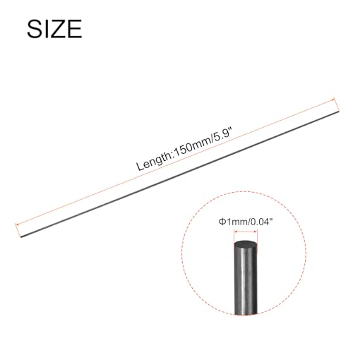 QUARKZMAN Kohlefaserstange, 1mm x 150mm Kohlefaserstab für RC-Flugzeug DIY Handwerk Drachenflügelrohr Quadcopter-Armreparatur Packung mit 4