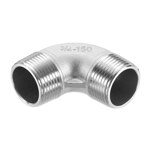 uxcell 1 Pcs 3/4" PT Male 90 Degree Elbow Stainless Steel Water Pipe Fittings Air Hose Pvc Tube Cast