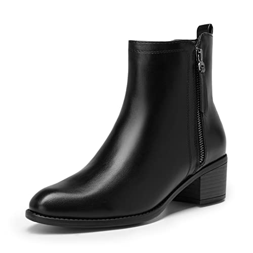 DREAM PAIRS Botas Chelsea Mujer Botines de Tacon Ancho Tacon Alto Negro/PU SDAB2229W-E Talla 41 (EUR)