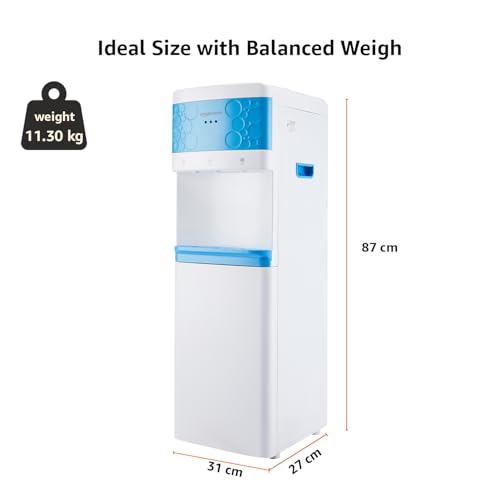Image of Amazon Basics Hot and Cold Floor Standing Water Dispenser, Top Loading, 20Litre White & Blue Deco