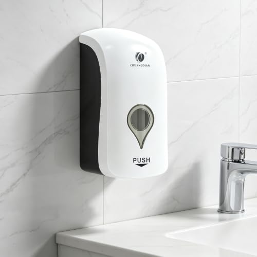Image of Foaming Hand Soap Dispenser, 35oz Manual White | Refillable, Wall Mount, Durable ABS, for Commercial /Home /Bathroom /Kitchen