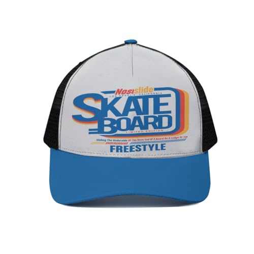 Casquette de skateboard Noseslide Freestyle Trucker en maille bleue et blanche taille unique