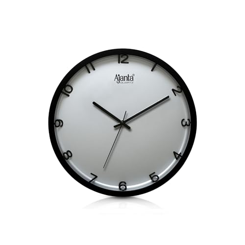 Image of Ajanta 2287 Wall Clock (12.2 Inch / 310mm) - Silent Sweep Non-Ticking Movement - Stylish Silver Home Decor Clock- Modern Chrome Finish