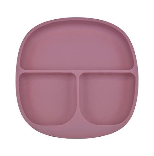 Dreamroo Silicone Divided Plate For Babies & Toddlers - Plate Stays Put With Suction Feature - Microwave & Dishwasher Safe (Pink) #TOP2