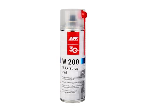 APP W200 WAX Spray 2 en 1 - Cera protectora para bajos y cavidades del coche | Pintura antigravilla con propiedades antioxidantes e insonorizantes | Blanco transparente | 500 ml