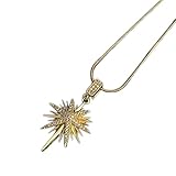 Hangsu Collar con colgante de girasoles con diamantes de imitación en oro y plata y dos tonos de colores para mujer, joyería de moda, collar con colgante de flor, One Size, como se describe, como se