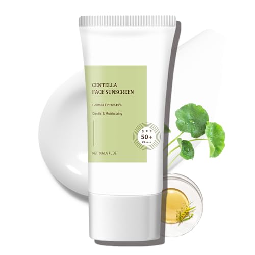 ISHERBIN 𝐶𝑒𝑛𝑡𝑒𝑙𝑙á Korean Sunscreen Calming Moisture Daily Sunscreen SPF 50+ PA++++, Facial Sunscreen for Women, Water-fit Sun Serum No White Cast, Vegan Sunscreen for Face Korean Skincare