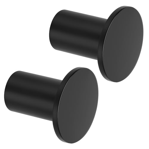 SAYAYO Ganci Accappatoio Bagno Nero in Acciaio Inox Grande Gancio Appendiabiti, Appendi Strofinacci Cucina Gancio da Parete Appendi Accappatoio Bagno, Capacità Carico 15 kg, 2 Pezzi, 45MM