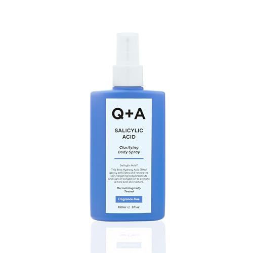 Q+A Salicylic Acid Body Spray (150ml) Clarifying Body Mist Exfoliating Spray with Succinic Acid and Aloe Vera Targets Breakouts Smoothes and Calms Vegan and Cruelty Free