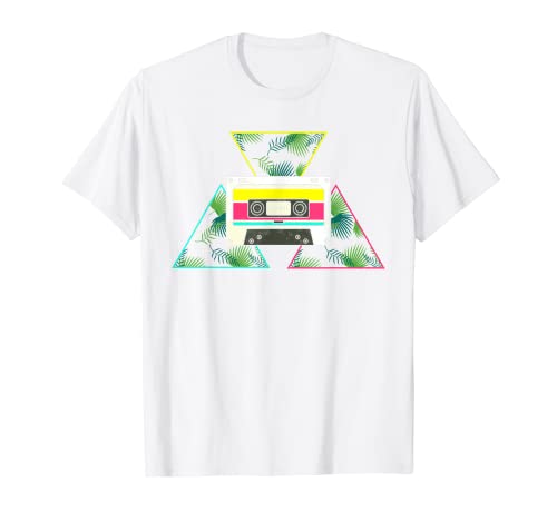 Retro 80s Cassette Musica Jungle Vaporwave Musica Tropicale Maglietta