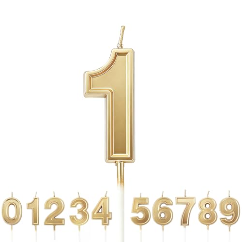 URAQT Velas Cumpleaños Originales, Velas Cumpleaños Divertidas, Velas de Pastel Cumpleaños, Velas Doradas para Cumpleaños, Aniversario, Fiesta Temática, Número 0-9 para Elegir