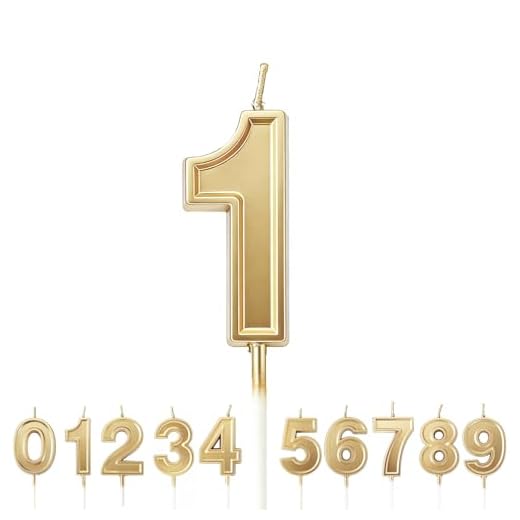 URAQT Velas Cumpleaños Número 1, Velas de Pastel de Cumpleaños, Velas Doradas para Cumpleaños/Aniversario de Bodas/Fiesta de Graduación, Número 0-9 para Elegir…