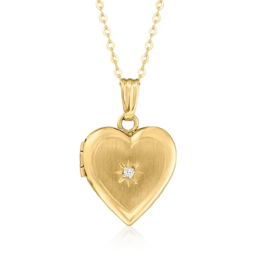 Ross-Simons Diamond-Accented Heart Locket Necklace in 10kt Yellow Gold. 18