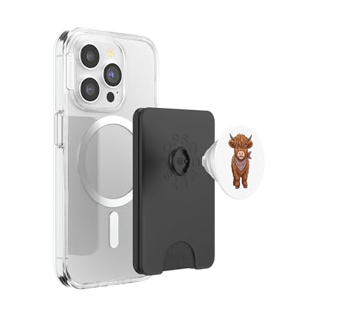 PopSockets PopWallet de Vaca de las Tierras Altas para MagSafe con tarjetero extraíble 3