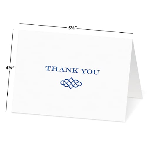 Image of Fine Stationery White and Navy Thank You Note Cards Set of 24, Envelopes Included, 4.25 inch x 5.5 inch