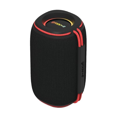 groov e Wave Glow Wireless Speaker - 10W Portable Travel Speaker with LED Lights, 8 Hours Audio Playback, Rechargeable Battery, Bluetooth Connectivity - Black