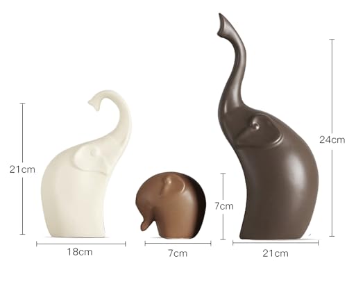 Xtore Home Décor Elephant Family Matte Finish Ceramic Figures - (Set of 4 Piece, Matte Brown)