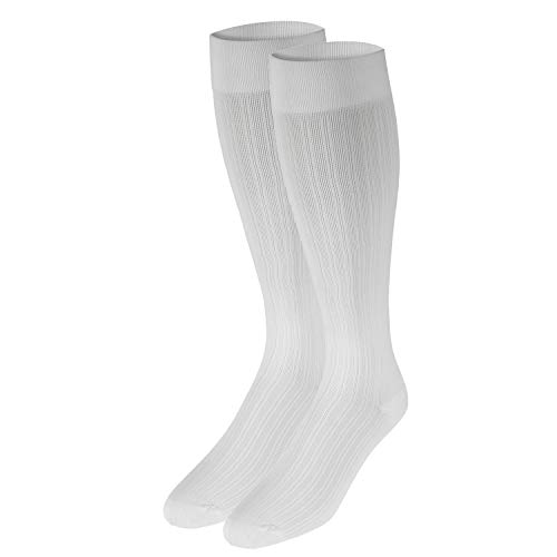 Image of Truform Compression Socks, 15-20 mmHg, Women's Dress Socks, Knee High Over Calf Length, White Rib Knit, Small (Pack of 2)
