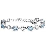 IzuBizu London Women's 925 Sterling Silver Sky Blue Topaz Gemstone Bracelet Light Blue Oval Diamond Wedding Anniversary Christmas Jewellery - Image 1
